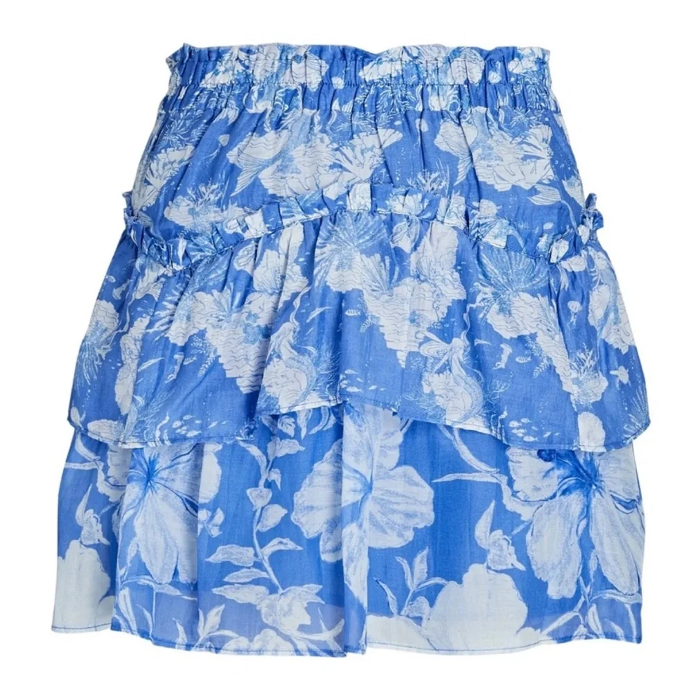 Loveshackfancy NWT tiered Abrielle Skirt in Salty Sea color - Picture 2 of 14